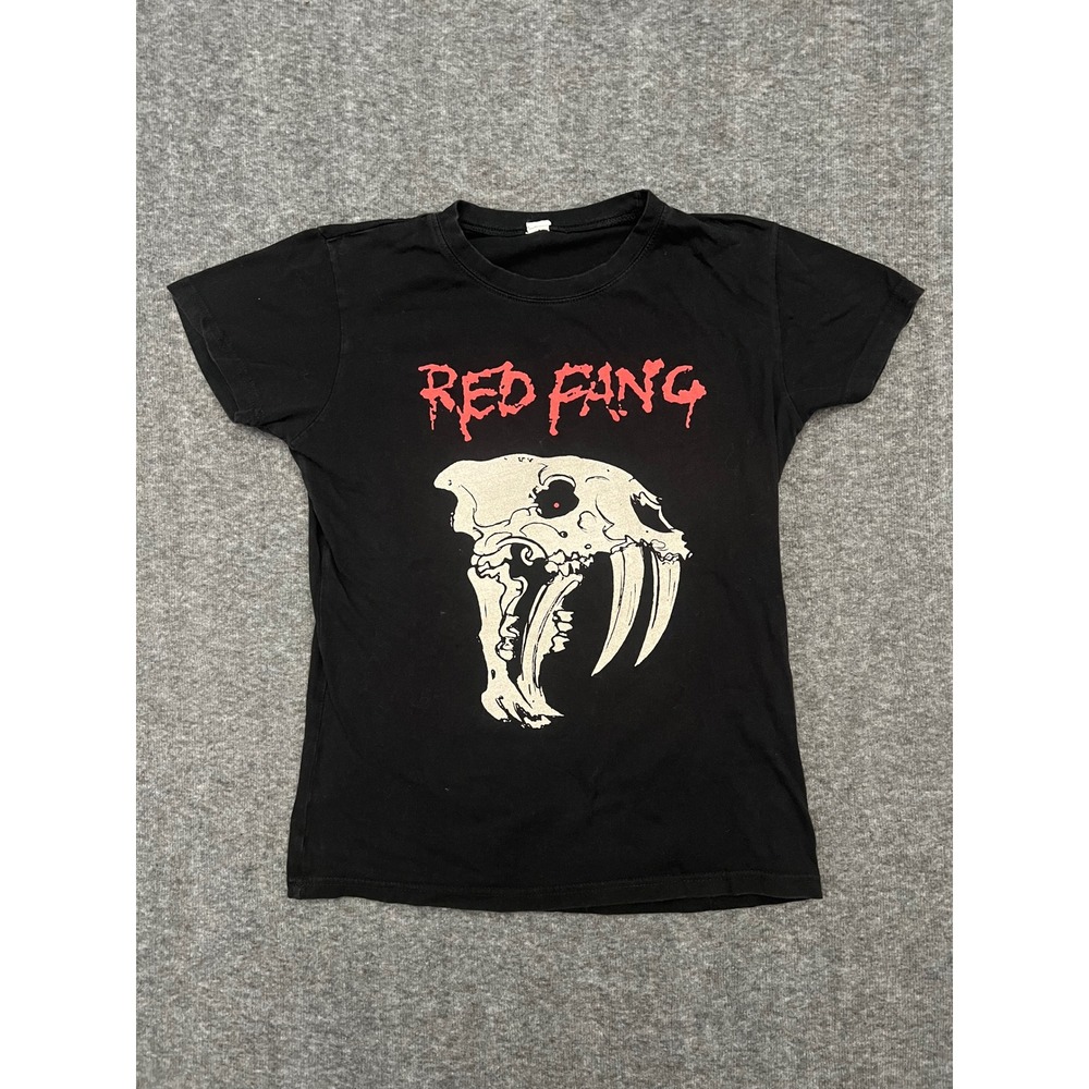 Vintage Red Fang Band T-Shirt Black Saber-Tooth Skull Graphic Rock Tee Large